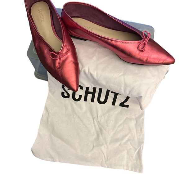 Schulz - Pink Metallic Pointy Toed Ballerina Flats.  Size 8, never worn. - Picture 2 of 5